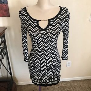 White House Black Market zig zag Dress with Metal